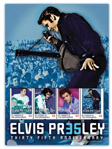 St. Vincent 2012 - SC# 3823 Elvis Presley, 35th Anniversary - Sheet of 4 MNH - Image 1 of 1