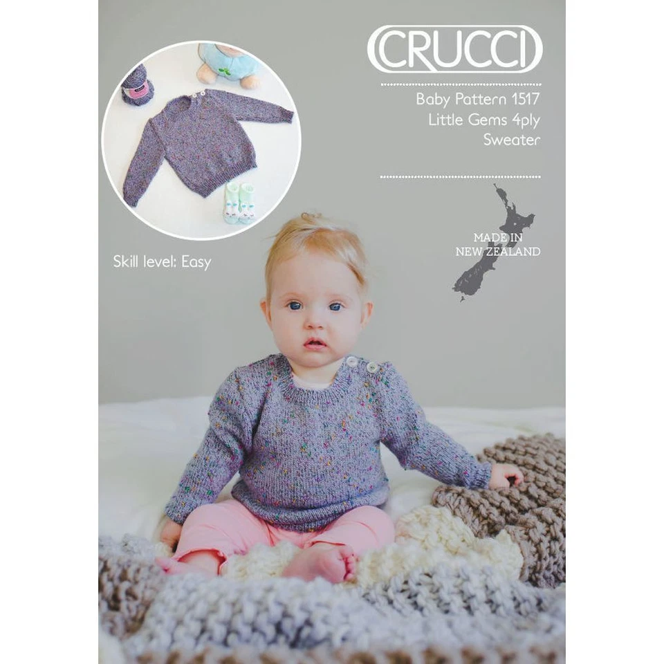 Crucci Knitting Pattern 1517, 4 Ply Baby, Little Gems Sweater, Sizes 0 to 24 Mon - Image 1 of 1