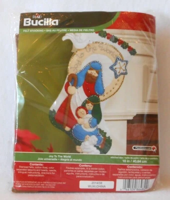#86482 BUCILLA "JOY TO THE WORLD" NATIVITY 16" FELT STOCKING KIT - NIP! - Imagem 1 de 2