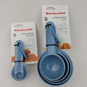KitchenAid Blue Velvet Measuring Cups Spoons KQ058OHBLA Soft Touch Grip Nesting - Picture 1 of 11