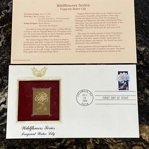 Wildflowers Series Fragrant Water Lily July 24 1992 First Day Issue Cover Gold - Picture 1 of 3