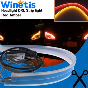 2X 45cm Sequential Flexible Soft Tube Car LED Strip DRL Daytime Running Light - Picture 1 of 12