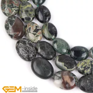 Green Rhyolite Kambaba Jasper Natural Gemstone Oval Jewelry Making Beads 15" AU - Foto 1 di 21