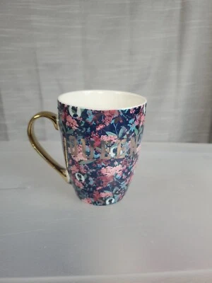 Bridgerton Izzy & Liv Monogram B Bee Purple Floral Mug Gold Handle 11 oz New - Image 1 of 4