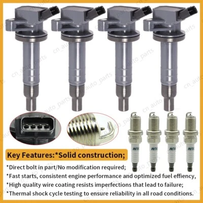 Bobina de encendido 4 piezas y 4 bujías para Toyota Corolla Pontiac Vibe 1,8 L UF247 Foto 1 de 4