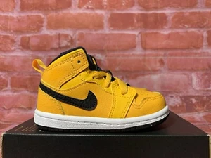 Nike Air Jordan 1 Mid TD University Gold Toddler Shoes Sizes 640735-700 New - Picture 1 of 6