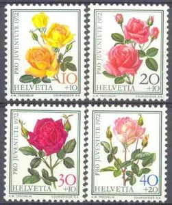 Suiza 1972 Yvert 914/17 flores rosas MNH VF - Imagen 1 de 1
