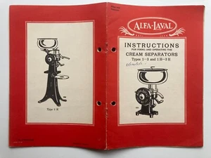 ALFA LAVAL SWEDEN FARM CREAM SEPARATOR TYPE 1 3 1H 3H Instruction Manual - Picture 1 of 4