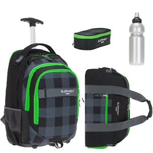 Trolley 4T Set Jungen Elephant Hero Signature Schultrolly 12610 PlaidGrün +tsmbf - Bild 1 von 12