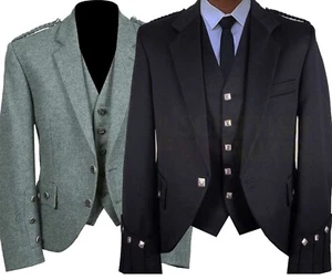 Scottish Lovat Verde y Negro Argyll Kilt Chaqueta Con Chaleco Dos Chaqueta Oferta - Imagen 1 de 5