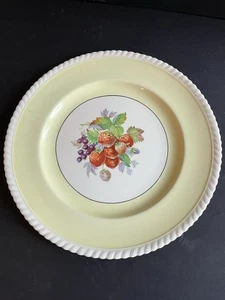 Plato de cena Johnson Bros Old English Ironstone banda amarilla fresa como está - Imagen 1 de 5