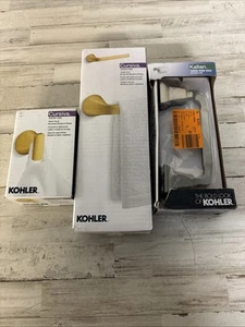 KOHLER Bathroom Accessories Set Lot Robe Hook Towel Arm Toilet Paper Holder - Picture 1 of 9