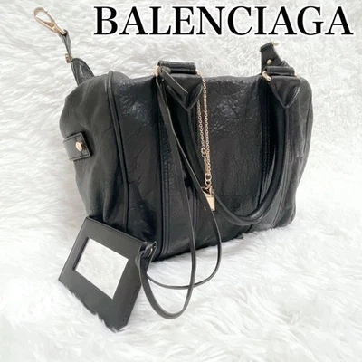 BALENCIAGA Silbato Cuero Negro / Bolso de Mano Archivo Y2K Usado Japón Excelente Foto 1 de 4
