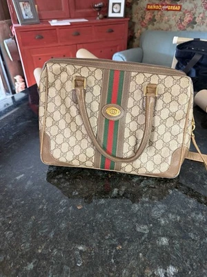 Bolsa tiracolo Gucci de lona marrom média - Imagem 1 de 4