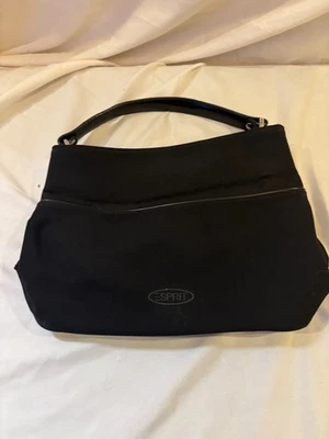 Bolso de Mano Cartera Vintage ESPRIT Logo Negro Microfibra Una Asa Años 90 Y2K Foto 1 de 4