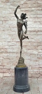 Statua scultura bronzo splendida Mercurio Hermes firmata Bologna' decoro marmo - Foto 1 di 10