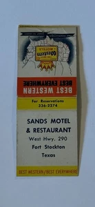 Sands Motel und Restaurant Fort Stockton Texas Vintage Streichholzschachtelhülle 79 - Bild 1 von 1