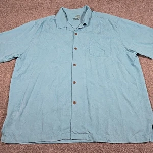 Tommy Bahama Original Fit Shirt Mens 3XL Blue Floral Silk Camp Short Sleeve Palm - Picture 1 of 14