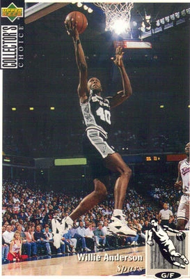 M) 1994-95 Upper Deck Basketball Trading Card Willie Anderson #340 San Antonio - Image 1 of 2
