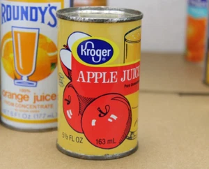 GRAFIK ~ FAST NEUWERTIG ~ 1970er Ära KROGER APFELSAFT alt 5 1/2 Unzen Blechdose - Bild 1 von 7