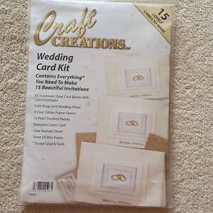 Craft Creations Wedding Card Msking Kit. Makes 15 cream gold with peel offs 