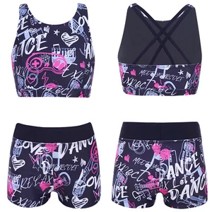 Kids Girls Swimsuit Workout Bikini Sport Swimwear Costumes Bathing Suit Gym - Picture 1 of 27