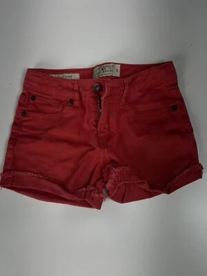 Shorts jeans LUCKY BRAND meninas Riley curto algemado vermelho ajustável juvenil tamanho 10 - Imagem 1 de 4