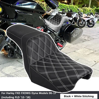 Black Rider Driver & Passenger Seat For Harley Dyna Super Wide Glide Low Rider - Image 1 of 4