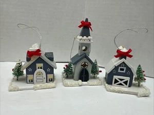 (3) Piece Kurt S. Adler Wood Wooden House Ornaments 1986 Christmas Taiwan VTG - Picture 1 of 8