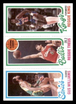 1980-81 Topps #168 233 Gus Williams/41 Reggie Theus TL/128 Reggie King - Image 1 of 2
