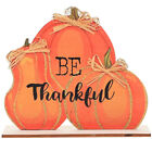  Wooden Pumpkin Ornaments Thanksgiving Tabletop Sign Fireplace Decor