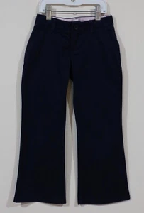 Gap Kids Girls Size 5 Adjustable Waist Navy Blue Boot Leg Uniform Chino Pant - Picture 1 of 3