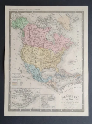 Antique (1862)  French map - North America pre-Alaska purchase - Ansart - Image 1 of 4