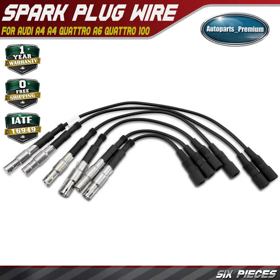 Juego de 6 cables de bujía para Audi A4 A4 Quattro A6 Quattro 100 Volkswagen Passat Foto 1 de 4
