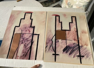 2 Miami estate Mid Century Photos Mixed Media Abstract Construction 1970 - Picture 1 of 21