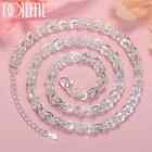 Doteffil New 925 Silver Exquisite Lathe Engraved Pattern Chain Necklace Jewelry