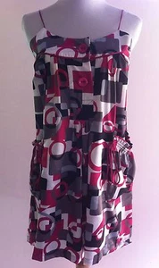 POPPY GARDEN Womens Black/Pink Satin Spaghetti Strap Tunic Blouse Top Size Small - Picture 1 of 3