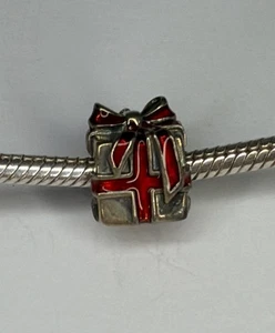 Genuine Pandora Gift Box Charm Present Red Ribbon Bead Sterling Silver ALE 925  - Picture 1 of 3