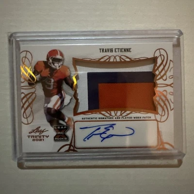 Travis Etienne leaf trinity 2021 patch auto Clemson/Jacksonville jaguars rc 👀 - Image 1 of 2