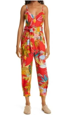 Farm Rio Tropical Jungle Belted Linen Jumpsuit Size M NWOT - Image 1 of 4