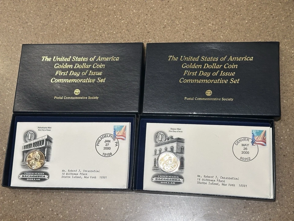 2000 Golden Dollar Coin First Day Of Issue Commemorative Set x 2 - Image 1 of 1