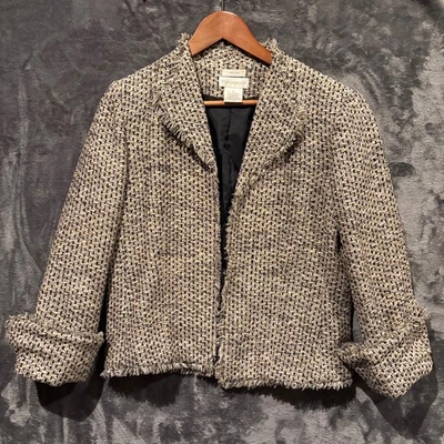 Blazer Worthington Mujer Talla 8 Tweed Abierto 100% Seda Oficina Carrera Foto 1 de 4