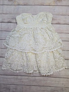 Anthropologie Maeve Strapless Lace Mini Dress Cream Size Small Summer Short - Picture 1 of 13