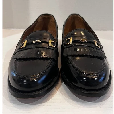 Zapatos de vestir mocasines con flecos de cuero negro Stafford para hombre talla 8D Foto 1 de 4