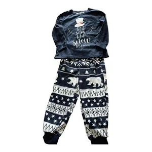 Let It Snow Kid’s Christmas Pajamas 4-5T Navy & White - Picture 1 of 5