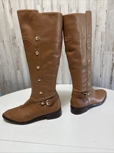 Michael Kors Boots Women's 8M Brown Leather Tall Riding Boots Zip Up Knee - Picture 1 of 5