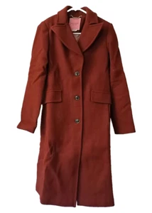 Kate Spade New York Peak Lapel Wool Blend in Dark Rust,Size XS - Picture 1 of 8