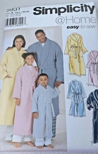 Simplicity Pattern 5931 Unisex Family Robe & Belt for Child, Teen & Adult sizes - Picture 1 of 2