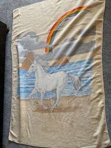 Vintage Mantas Blanket Unicorn Rainbow 92” x 71” Made in Spain - Picture 1 of 6