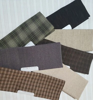 Japanese Yarn dyed fabric 100% cotton set of 7  110 cm (44 ") x 40 cm (16") - Image 1 of 4